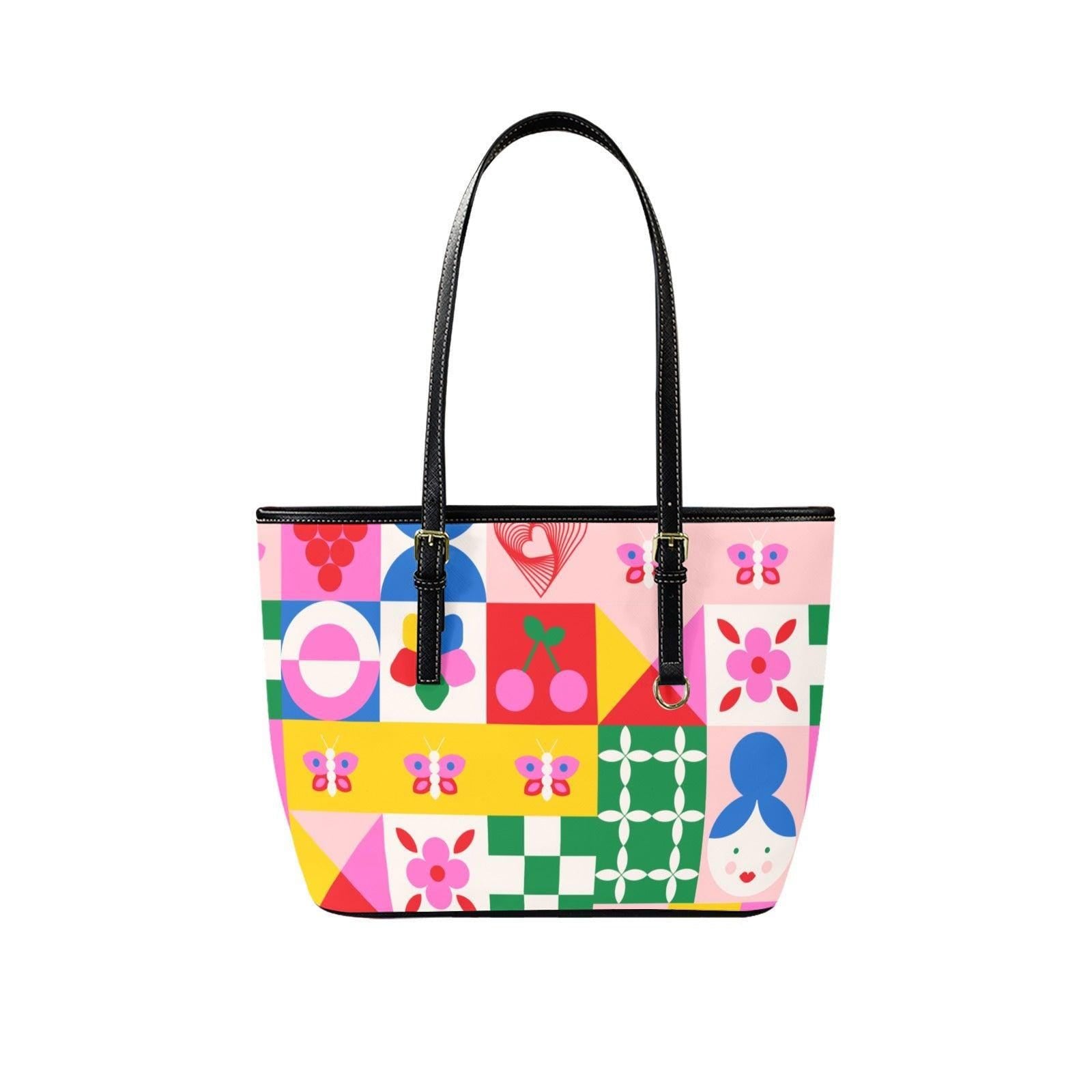 Retro Mod Tote Bag, Colorful Geometric Purse, Maximalist Shoulder Bag
