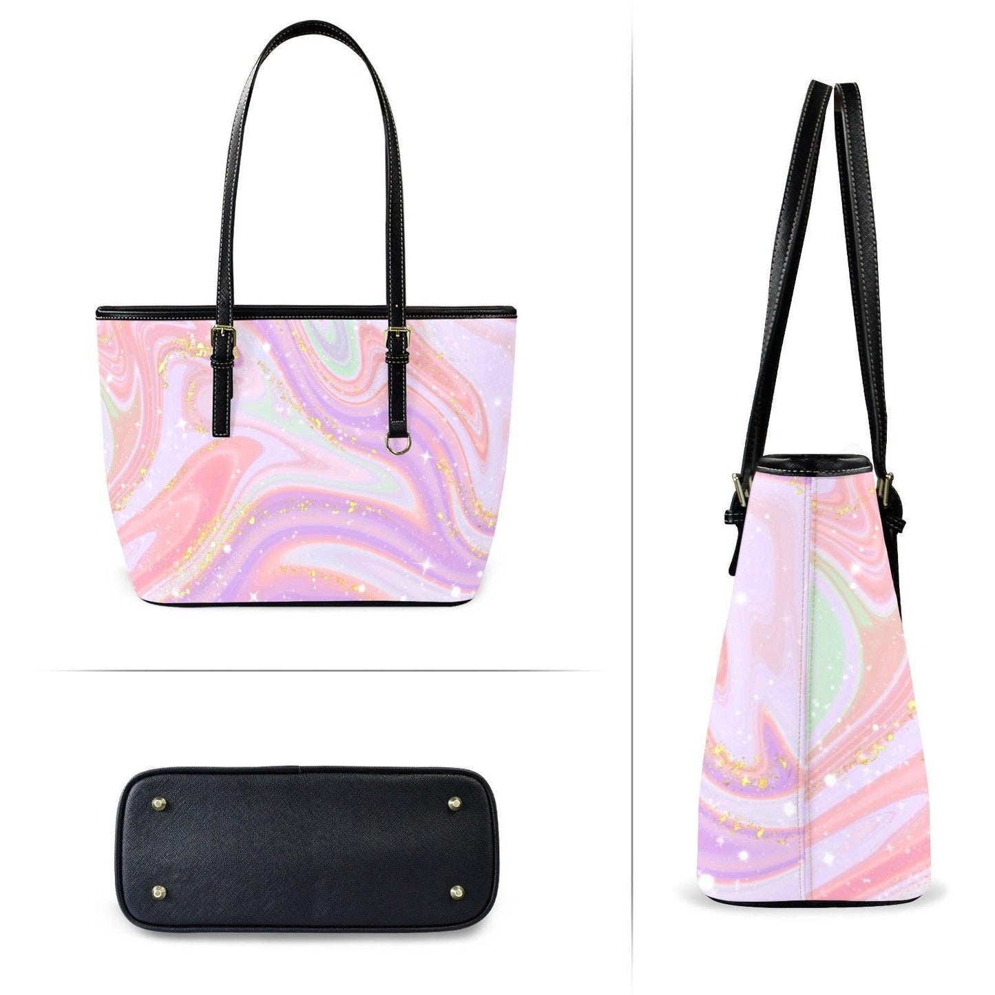 Pink Marble Shopper Tote, Abstract Swirl Handbag, Soft Glam Statement Purse