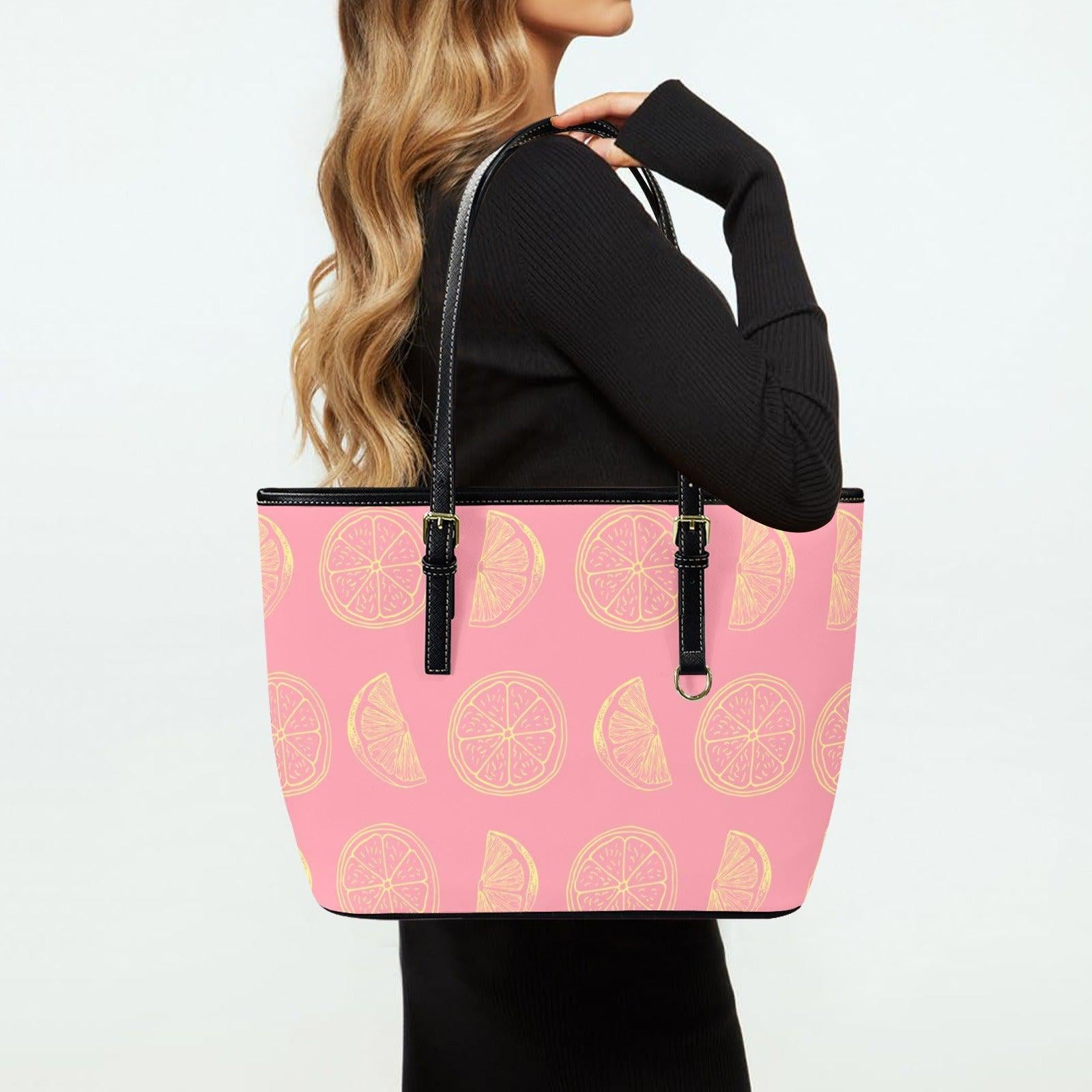 Citrus Tote Bag, Pink Fruit Shopper, Farmers Market Purse, Summer Shoulder Carryall