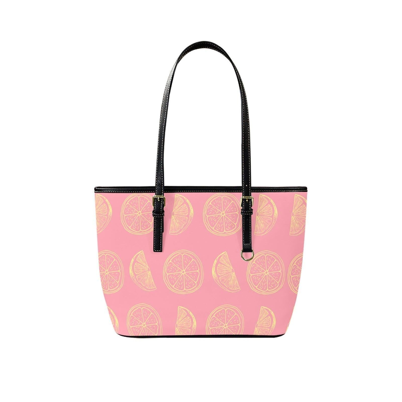 Citrus Tote Bag, Pink Fruit Shopper, Farmers Market Purse, Summer Shoulder Carryall