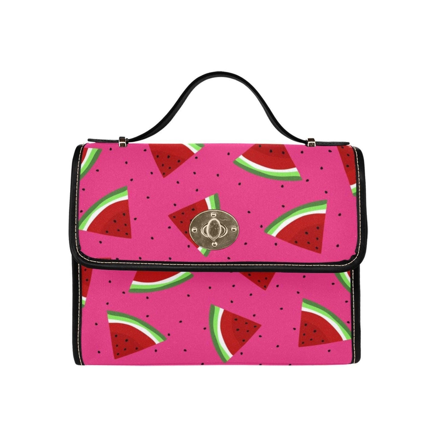 Watermelon Crossbody Purse, Pink Summer Handbag, Fruit Print Top Handle Bag