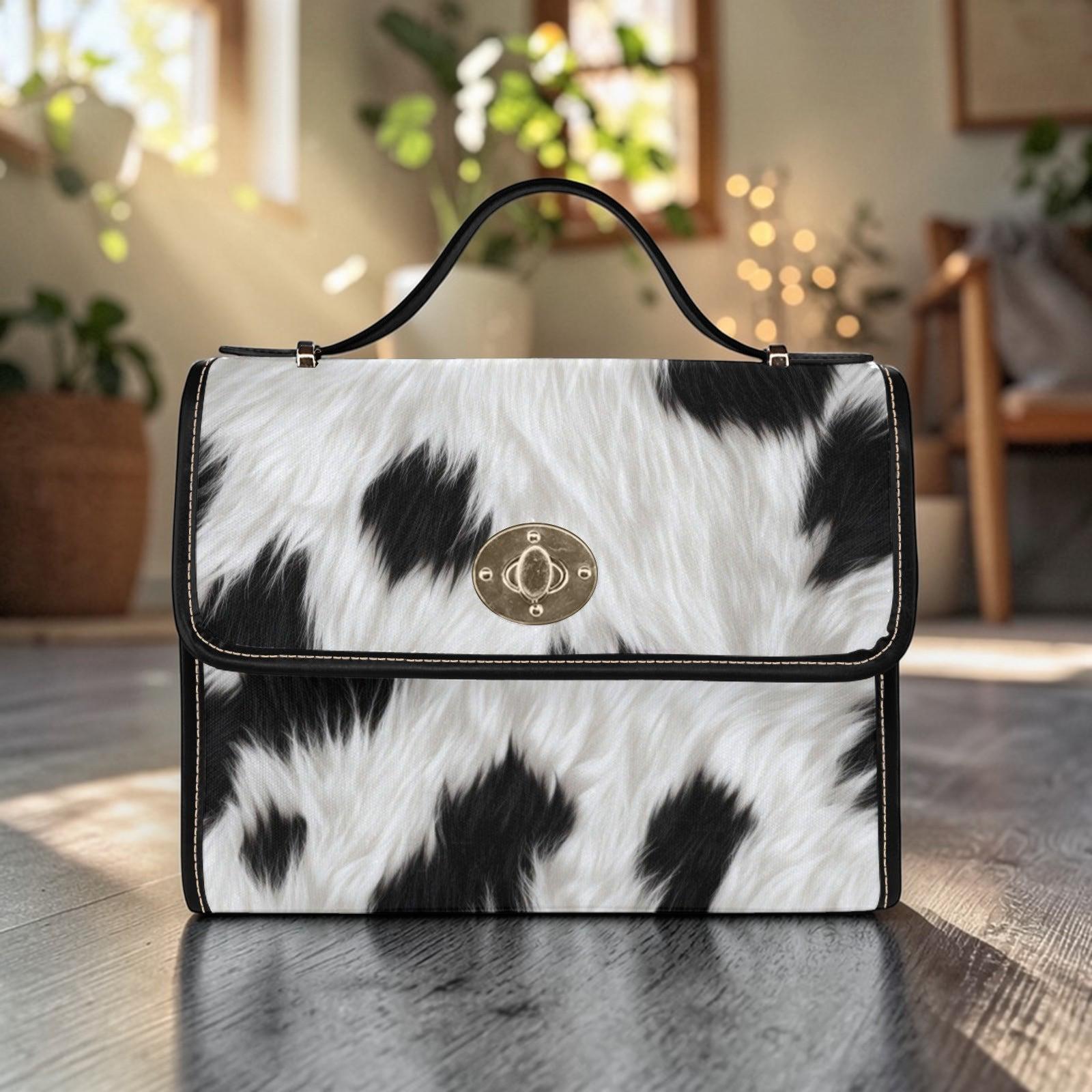 Cow Print Top Handle Purse, Western Statement Handbag for Rodeo Nights and Everyday Outfits
