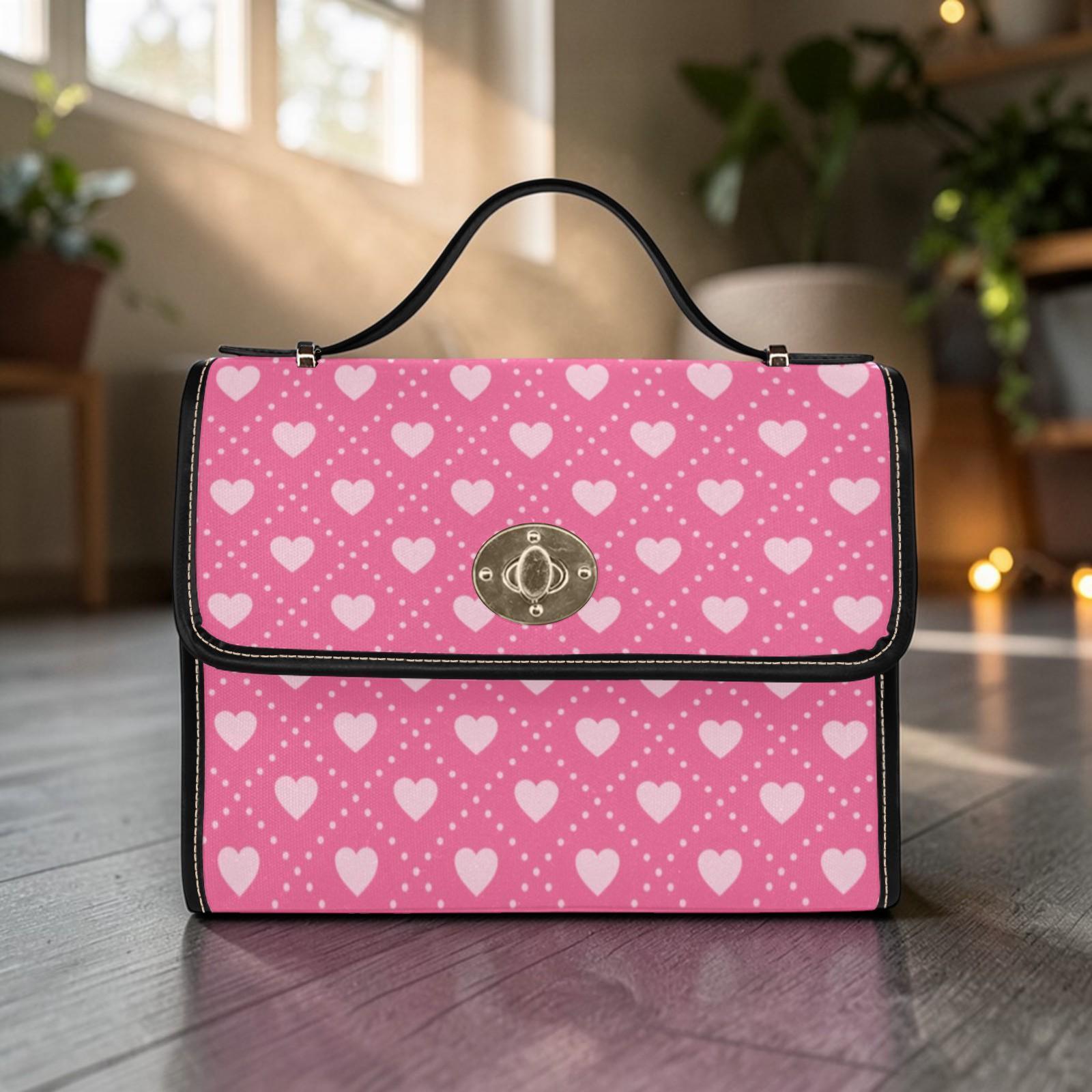 Pink Heart Handbag, Cute Valentine Purse, Kawaii Top Handle Bag, Coquette Satchel Gift