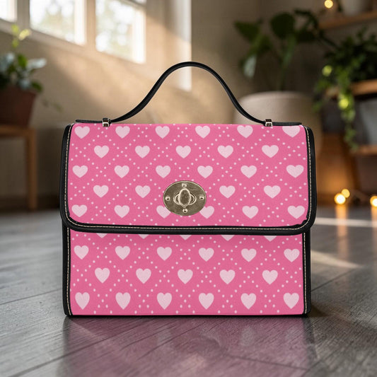 Pink Heart Handbag, Cute Valentine Purse, Kawaii Top Handle Bag, Coquette Satchel Gift