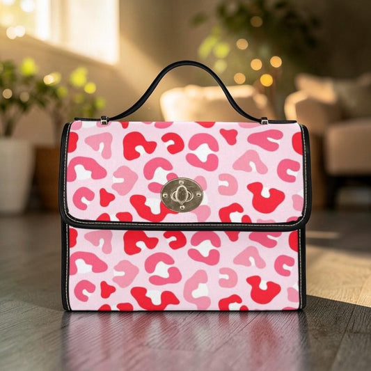 Pink Leopard Purse, Top Handle Handbag, Cute Statement Bag for Everyday Outfit