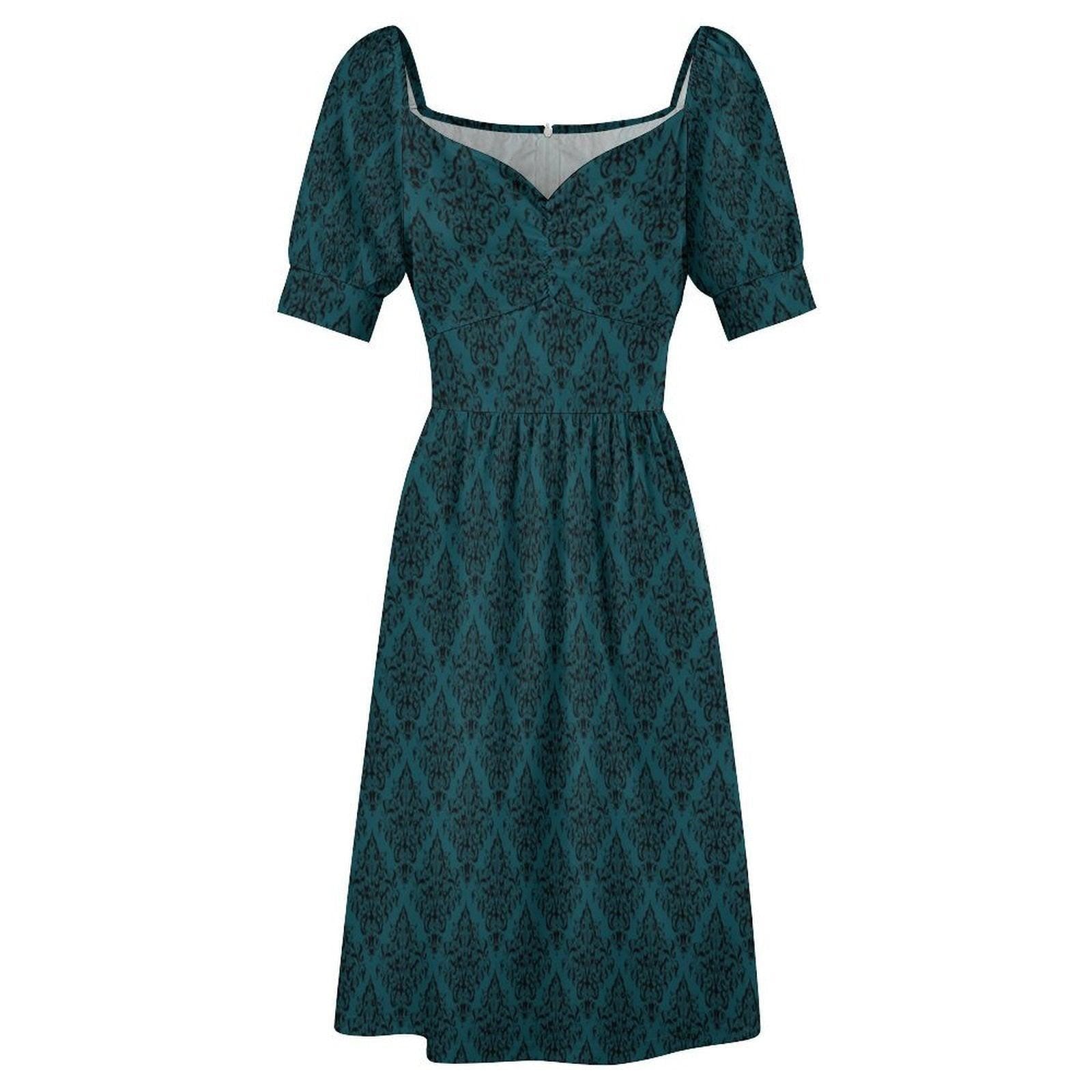 Teal Damask Dress