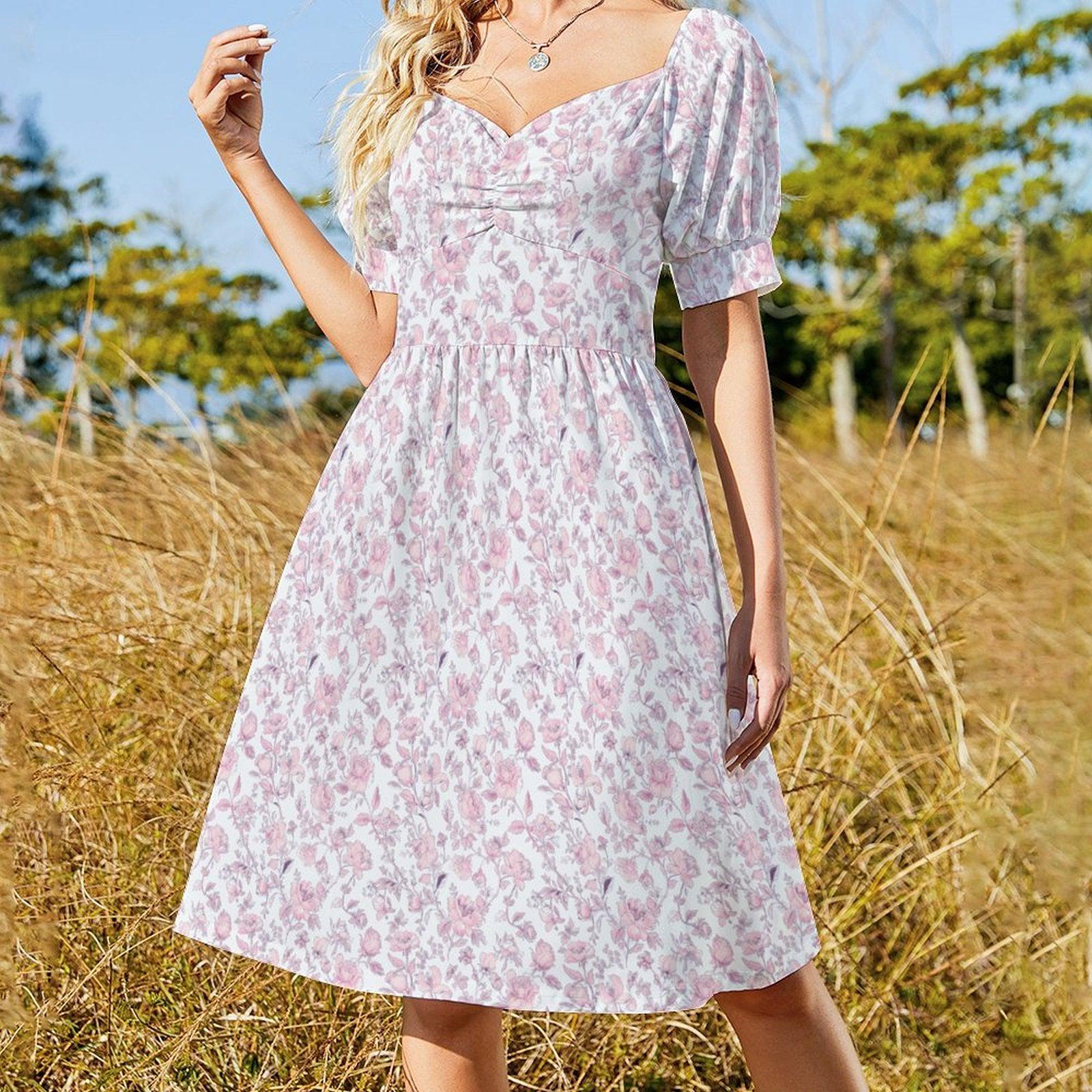 Wedding Guest Dress, Pastel Rose Sundress, Feminine Bridal Shower Outfit