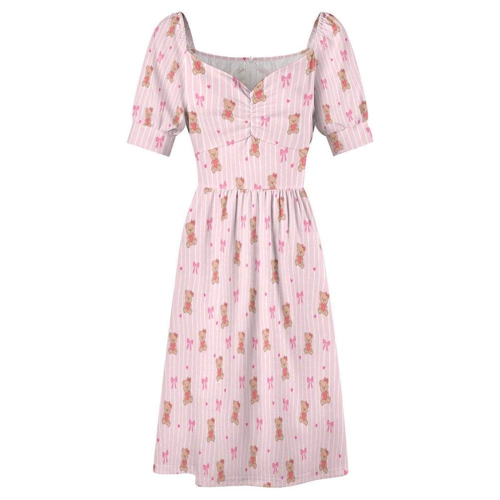 Coquette Milkmaid Dress Pastel Stripe Mini Dress Soft Girl Picnic Outfit Cottagecore Fashion