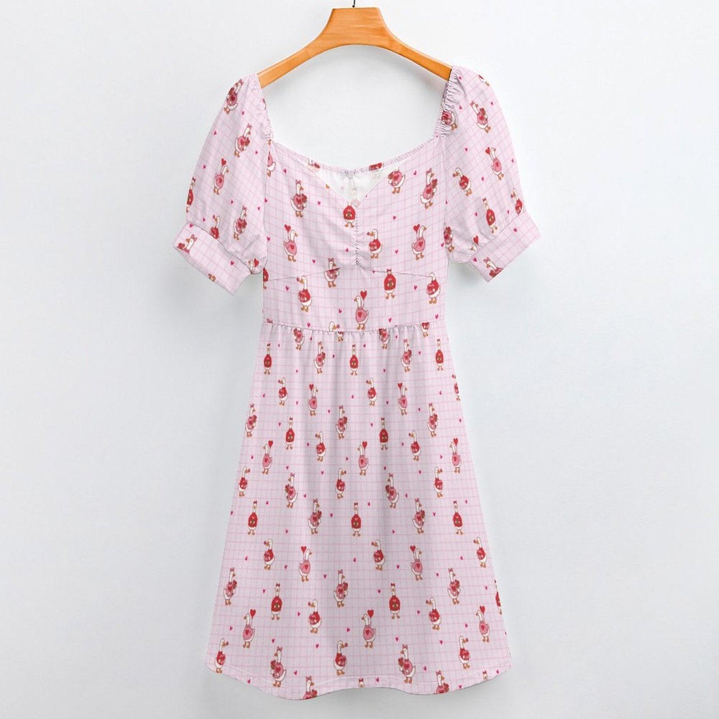 Coquette Sundress, Pink Heart Print Dress, Romantic Fit and Flare Valentine Outfit