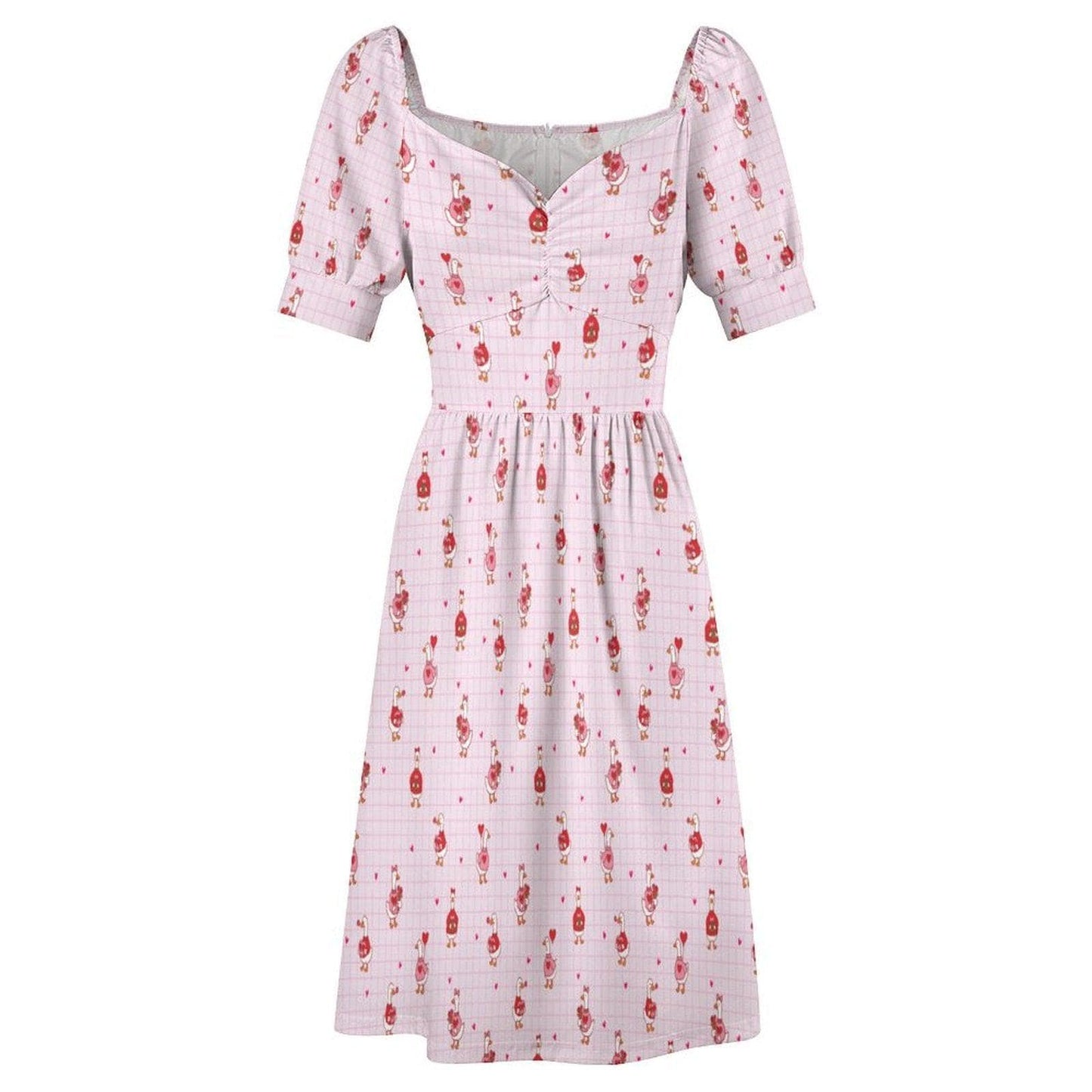 Coquette Sundress, Pink Heart Print Dress, Romantic Fit and Flare Valentine Outfit