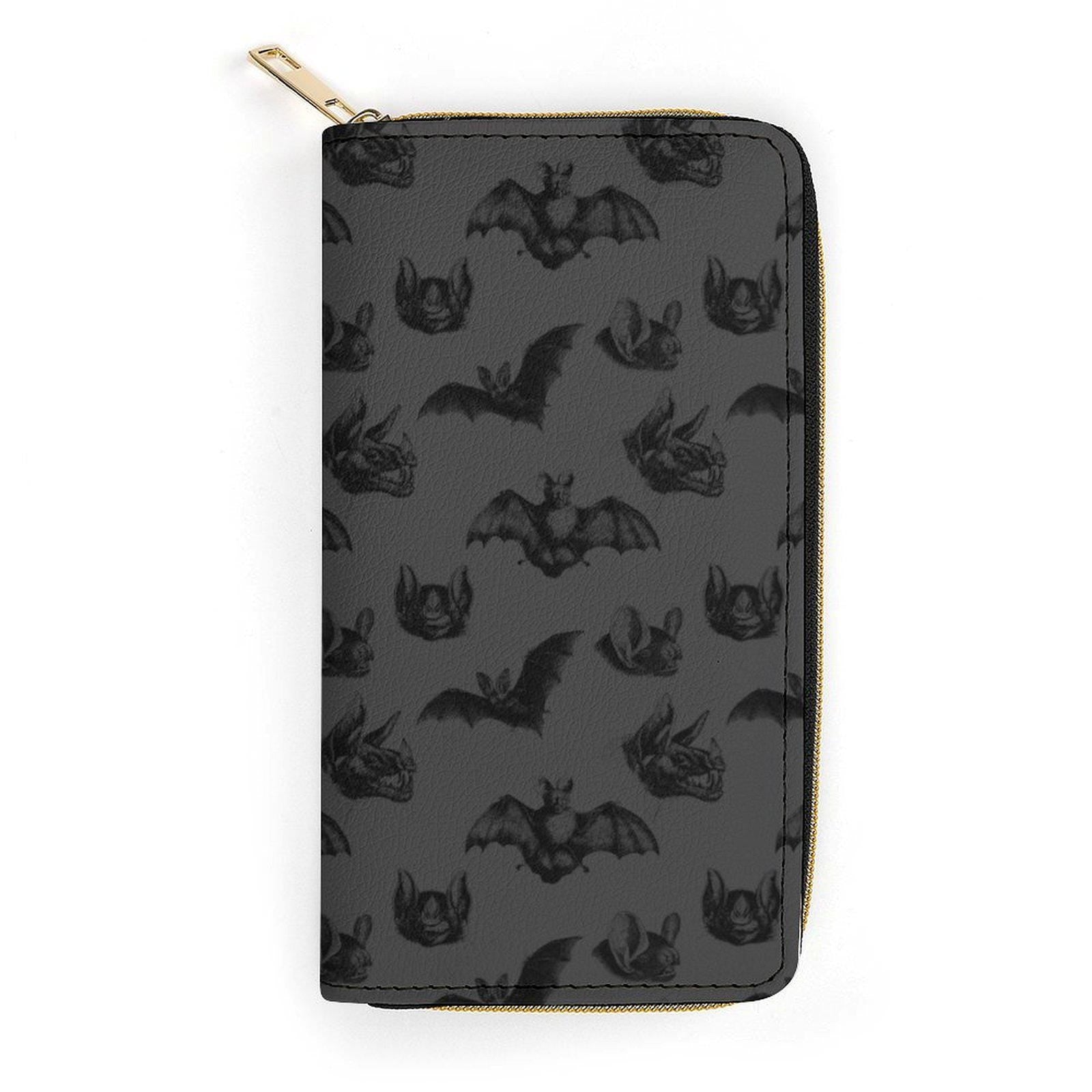 Gothic Bat Print Top Handle Bag, Spooky Cute Structured Shoulder Purse, Halloween Dark Neutral Satchel
