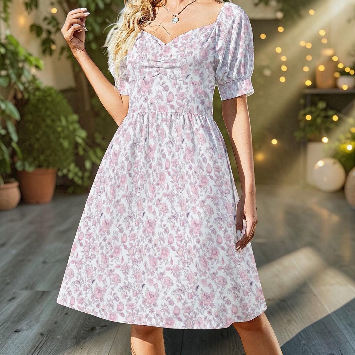 Wedding Guest Dress, Pastel Rose Sundress, Feminine Bridal Shower Outfit