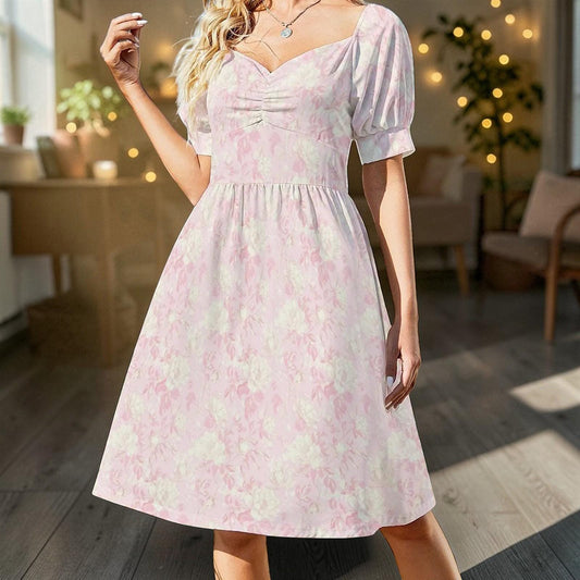 Cottagecore Tea Dress for Women, Pastel Coquette Brunch Outfit, Soft Girl Occasion Wear