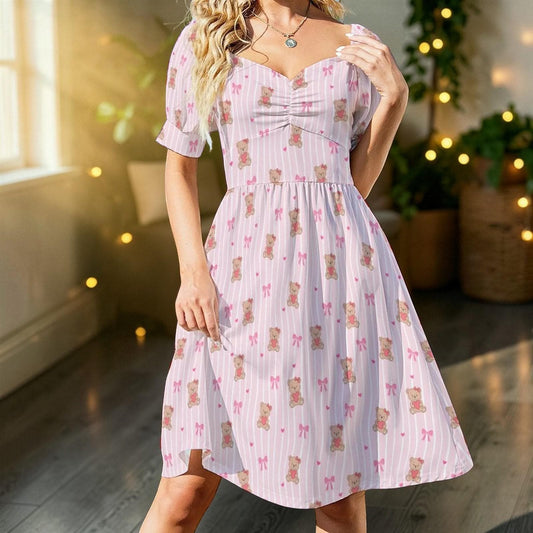 Coquette Milkmaid Dress Pastel Stripe Mini Dress Soft Girl Picnic Outfit Cottagecore Fashion