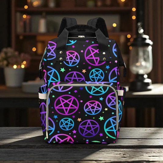 Neon Pentagram Backpack, Occult Witch Bag, Alternative School Bag