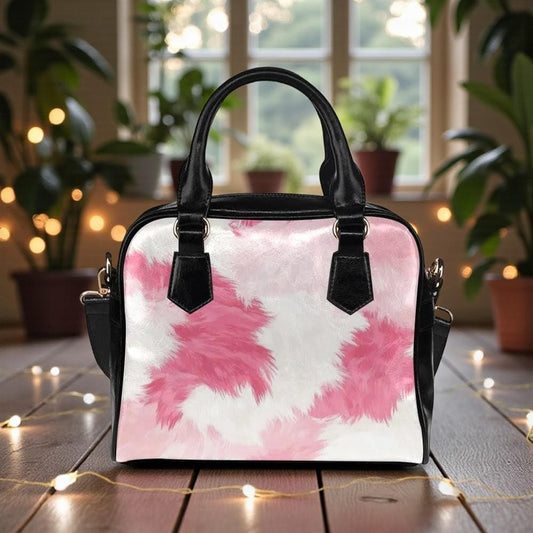 Pink Cowhide Satchel Bag, Western Crossbody Handbag, Rodeo Shoulder Purse