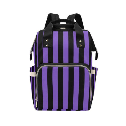 Purple Stripe Diaper Bag Backpack, Goth Mom Backpack, Baby Travel Bag