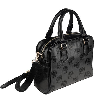 Raven Print Handbag, Black Bowler Purse, Witchy Satchel Bag for Dark Academia Style