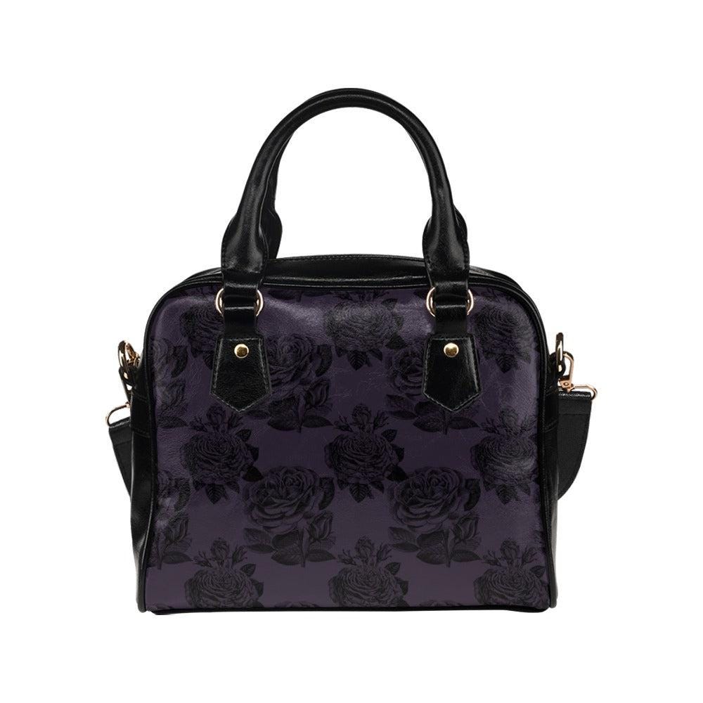 Dark Floral Handbag, Victorian Rose Satchel, Moody Purple Top Handle Purse