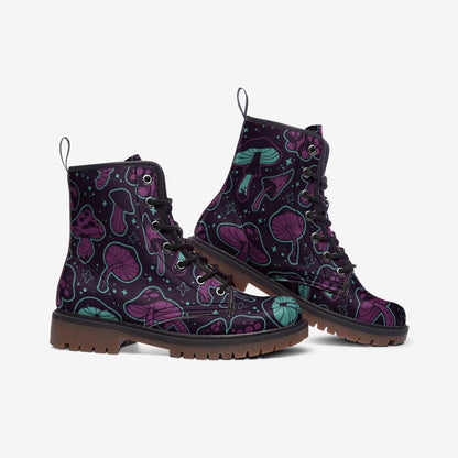 Goblincore Mushroom Boots Vegan Footwear Festival Shoes Unisex Woodland Combat Platform Boots
