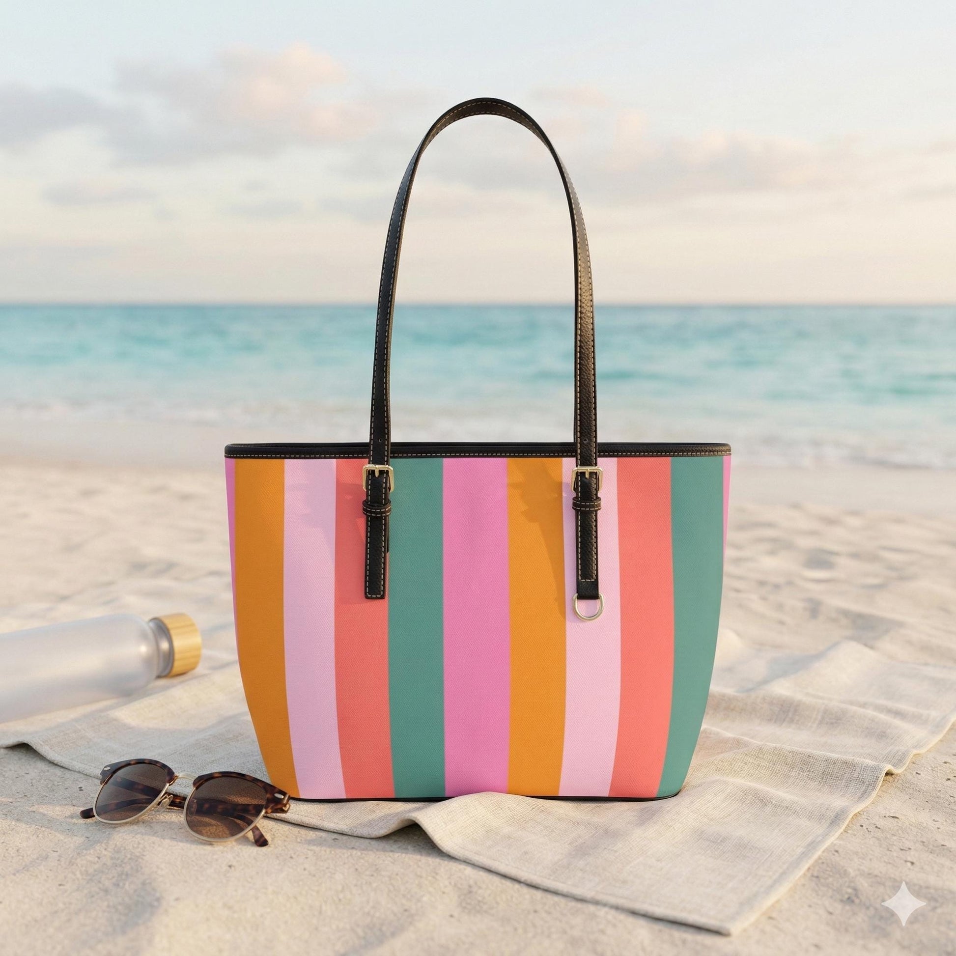Resort Beach Bag, Colorful Vacation Carryall, Poolside Handbag for Cruise Outfits