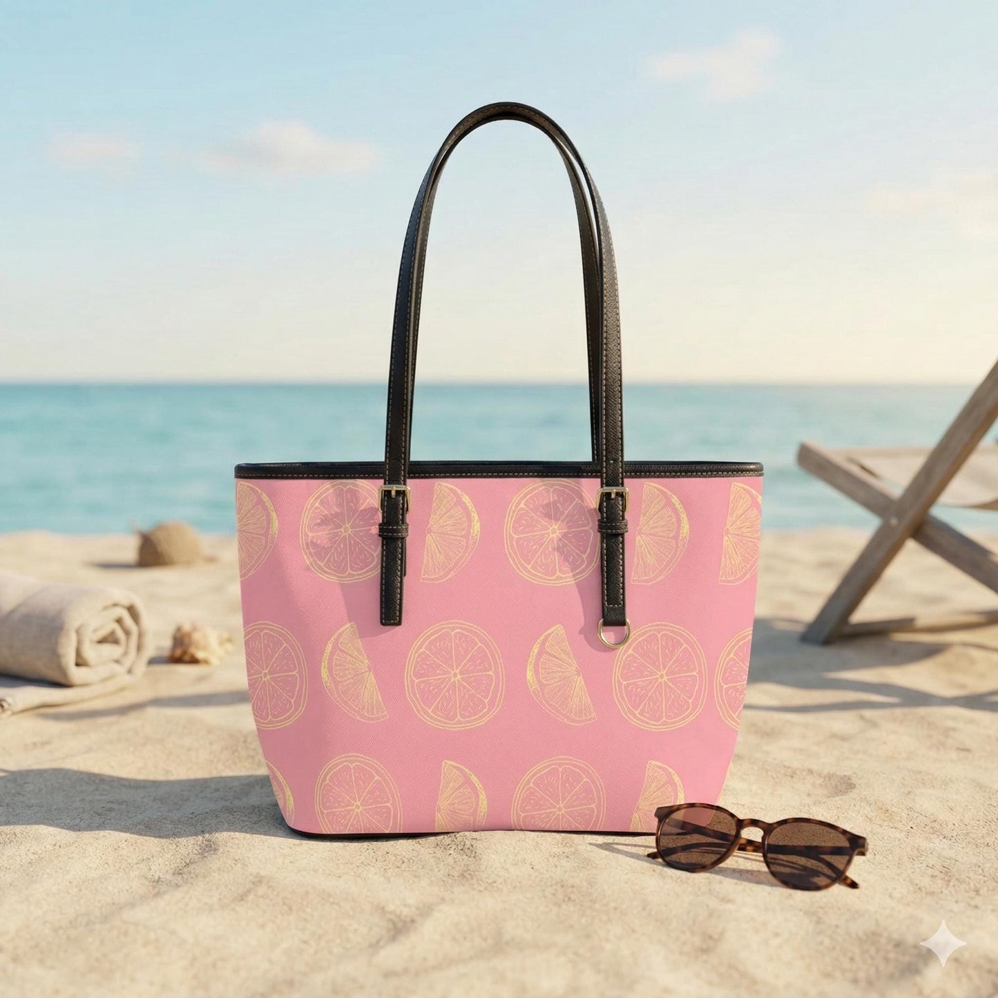 Citrus Tote Bag, Pink Fruit Shopper, Farmers Market Purse, Summer Shoulder Carryall