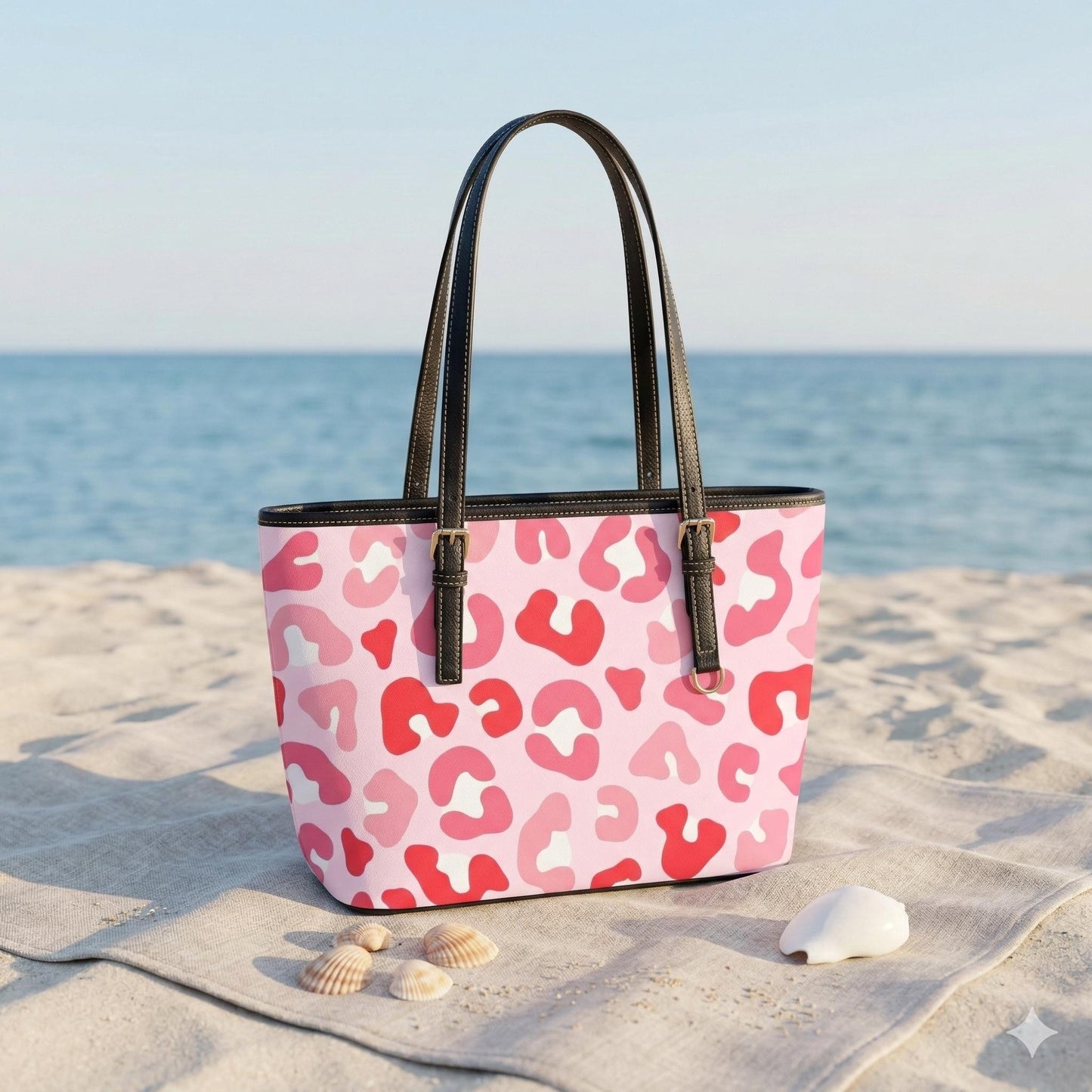 Pink Leopard Tote Bag, Preppy Beach Bag, Poolside Carryall, Everyday Shoulder Purse