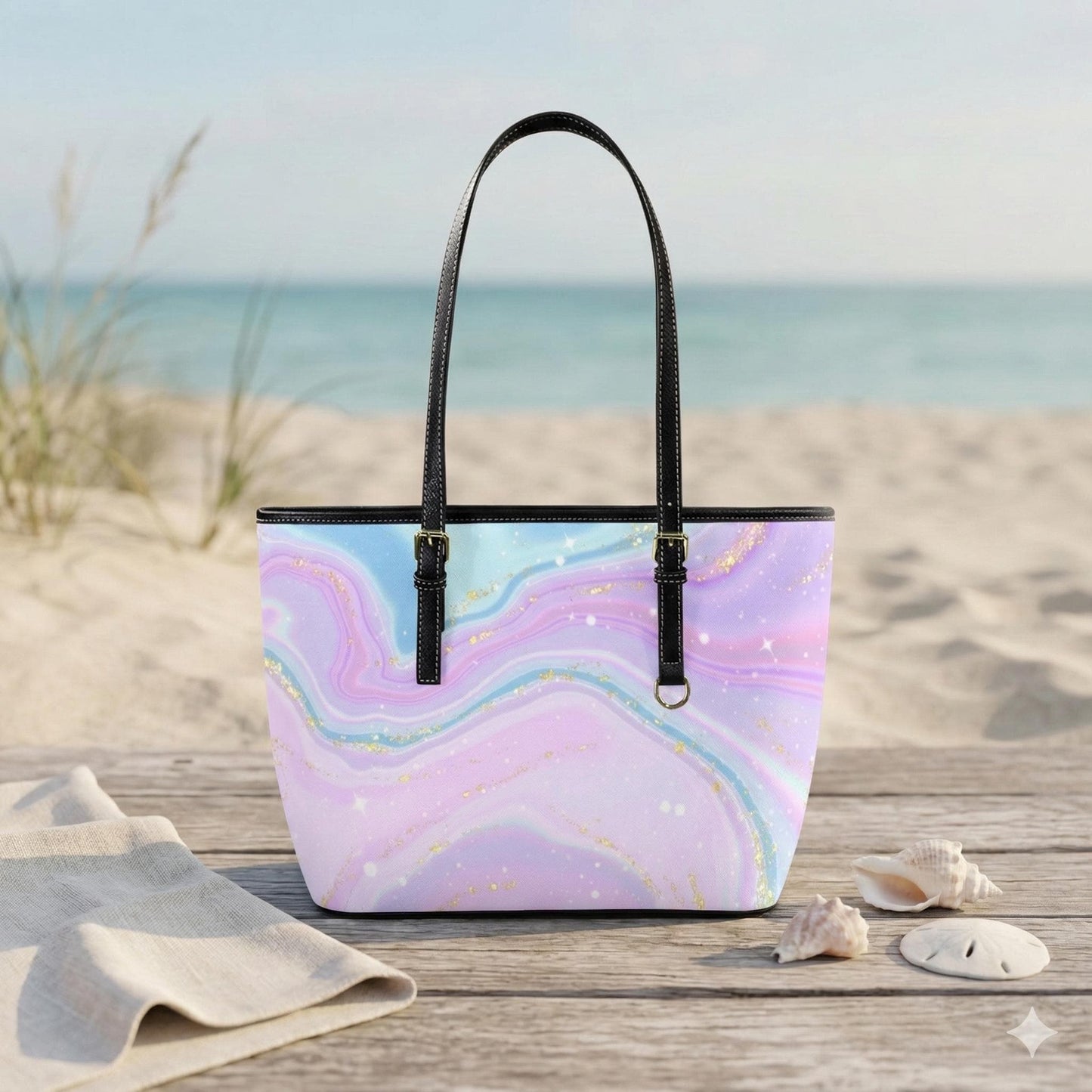 Pastel Marble Tote Bag, Lavender Swirl Purse for Fairycore Style and Everyday Carry