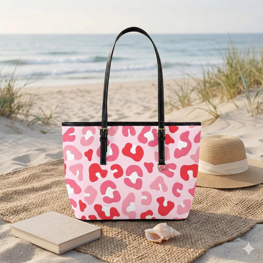Preppy Pink Cheetah Tote Purse, Coastal Carryall for Cruise Outfits and Weekend Getaways
