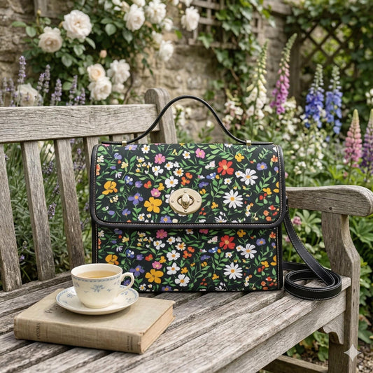 Colorful Wildflower Meadow Bag, Cottagecore Floral Spring Tote, Nature Lover Aesthetic Handbag, Botanical Garden Purse, Cheerful Gift Idea