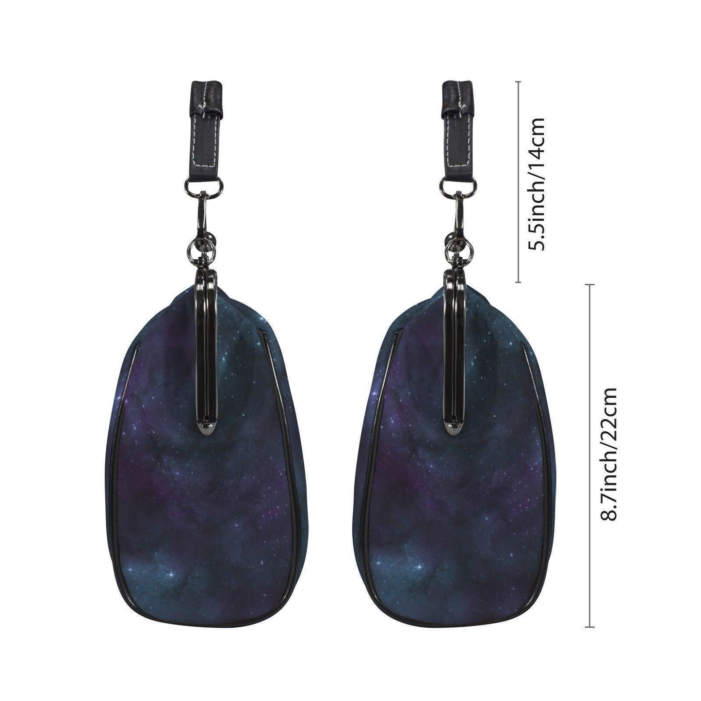Celestial Galaxy Kisslock Handbag, Nebula Frame Purse, Starry Night Top Handle Bag, Cosmic Print Crossbody Evening Purse