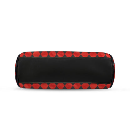 Red Black Harlequin Kisslock Handbag, Diamond Frame Purse, Queen Hearts Inspired Top Handle Bag, Wonderland Crossbody Party Purse