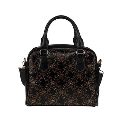 Spiderweb Handbag, Halloween Satchel Purse, Black Bowler Bag with Crossbody Strap