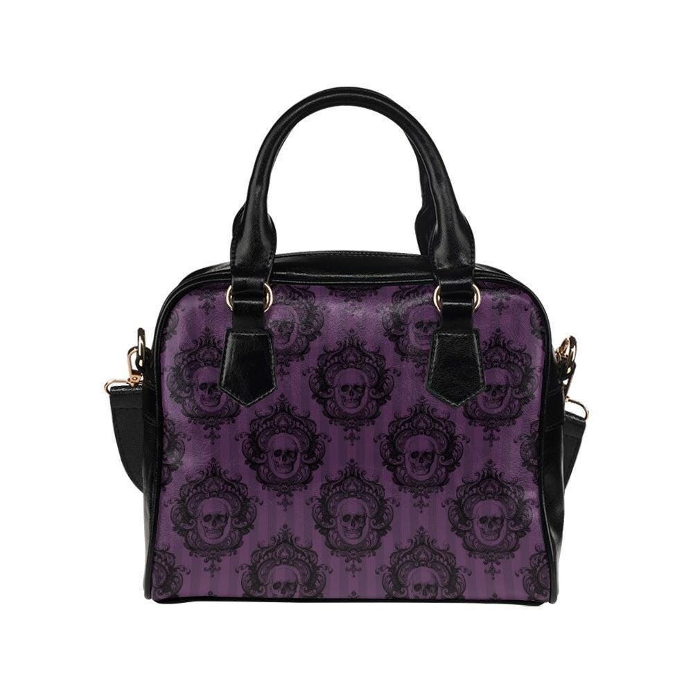 Gothic Skull Satchel, Purple Victorian Purse, Ornate Alternative Crossbody Bag