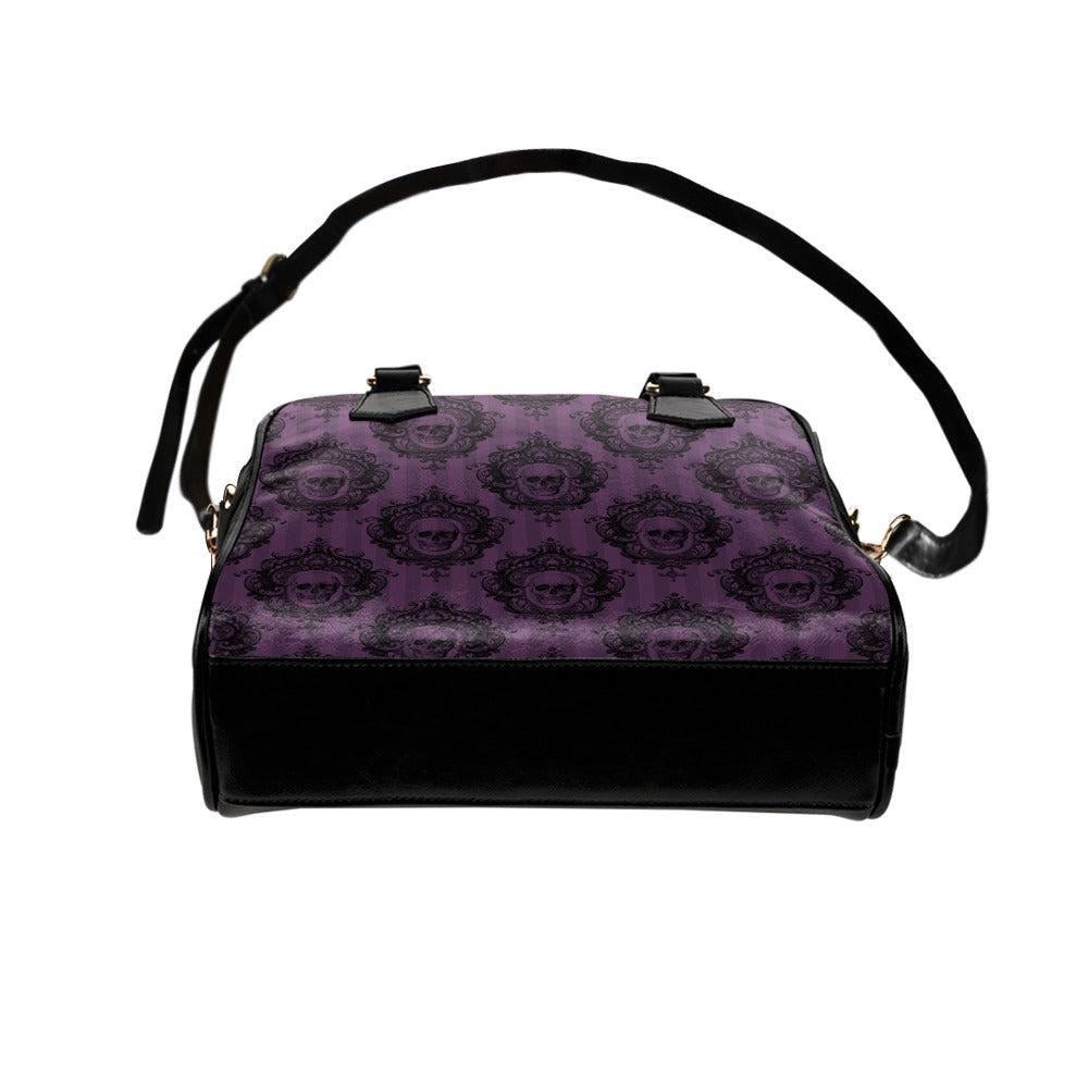 Gothic Skull Satchel, Purple Victorian Purse, Ornate Alternative Crossbody Bag