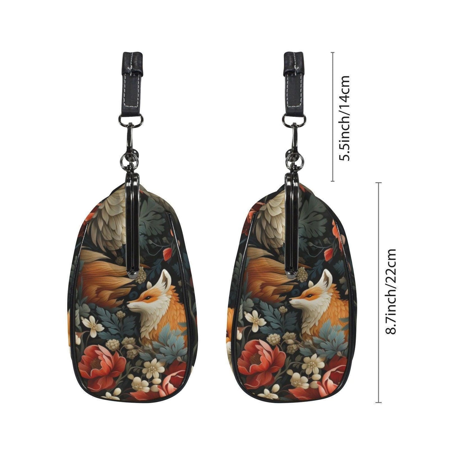 Fox Floral Kiss Lock Bag, Woodland Frame Purse, Cottagecore Top Handle Handbag