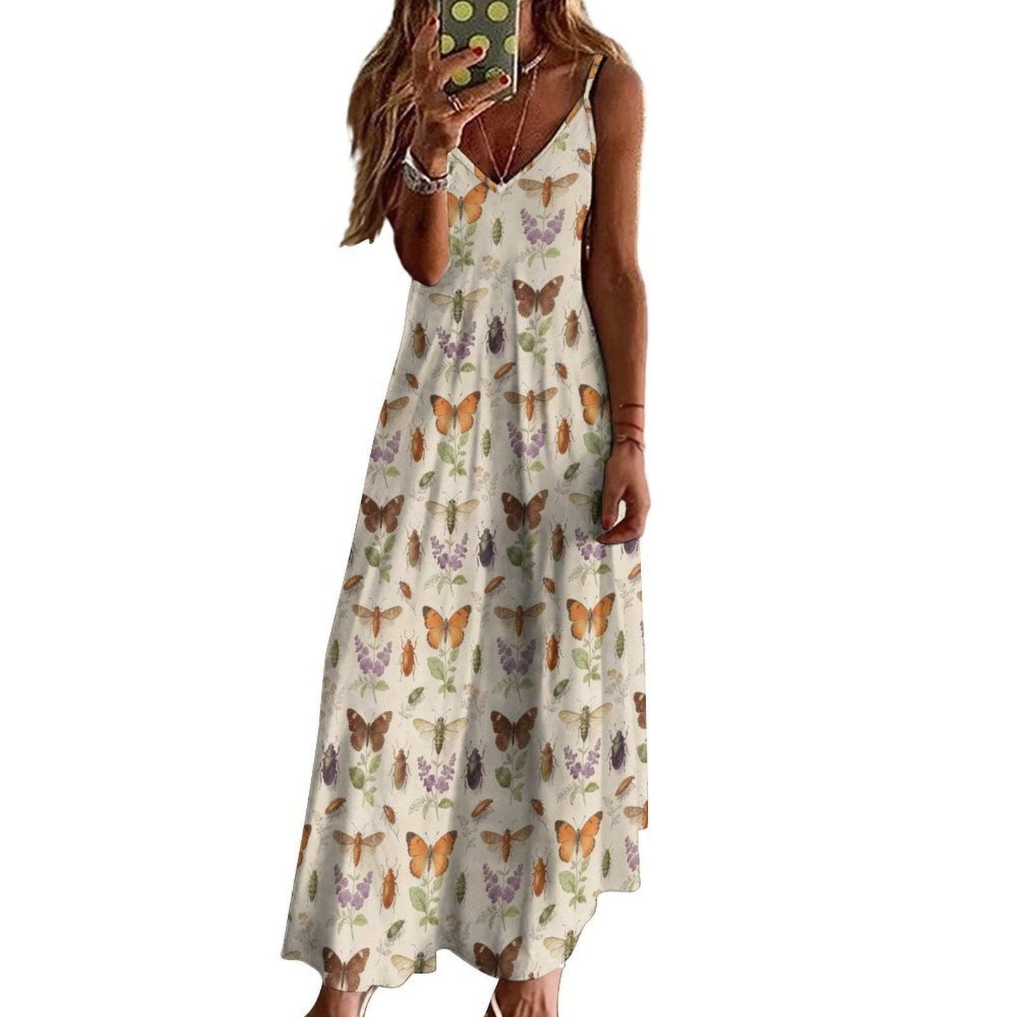Butterfly Sundress, Botanical Slip Dress, Cottagecore Garden Party Dress