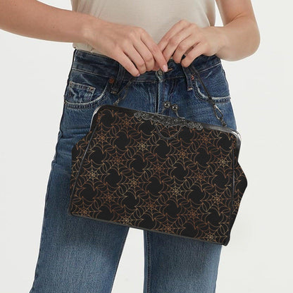 Spiderweb Kiss Lock Bag Vintage Frame Handbag Halloween Shoulder Purse