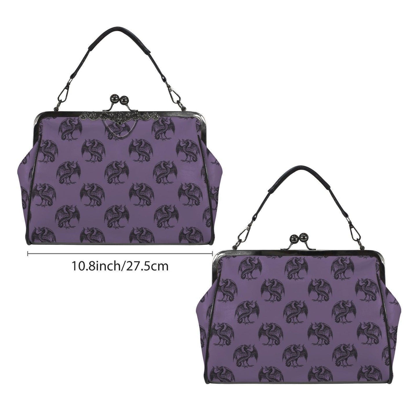 Dragon Kiss Lock Bag Purple Fantasy Handbag Statement Shoulder Purse