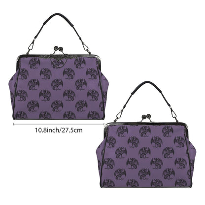 Dragon Kiss Lock Bag Purple Fantasy Handbag Statement Shoulder Purse