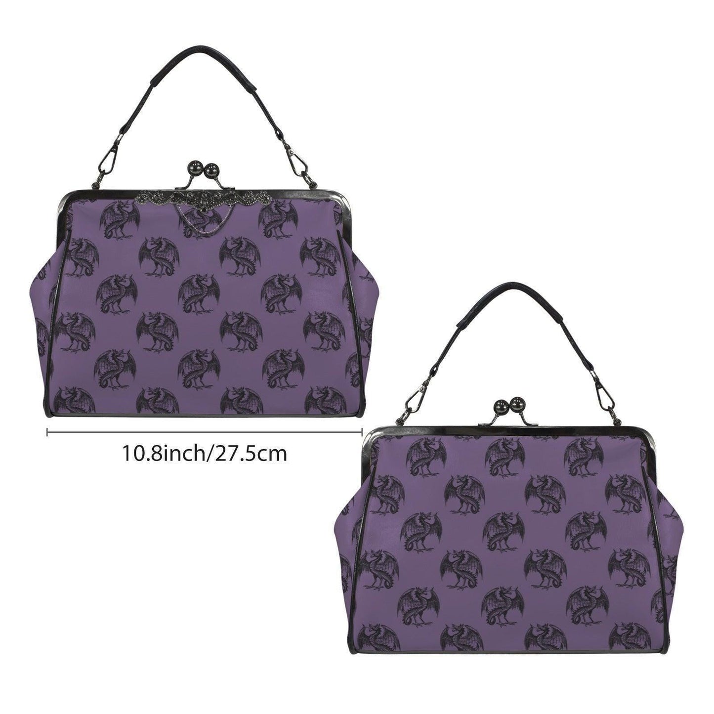Dragon Kiss Lock Bag Purple Fantasy Handbag Statement Shoulder Purse