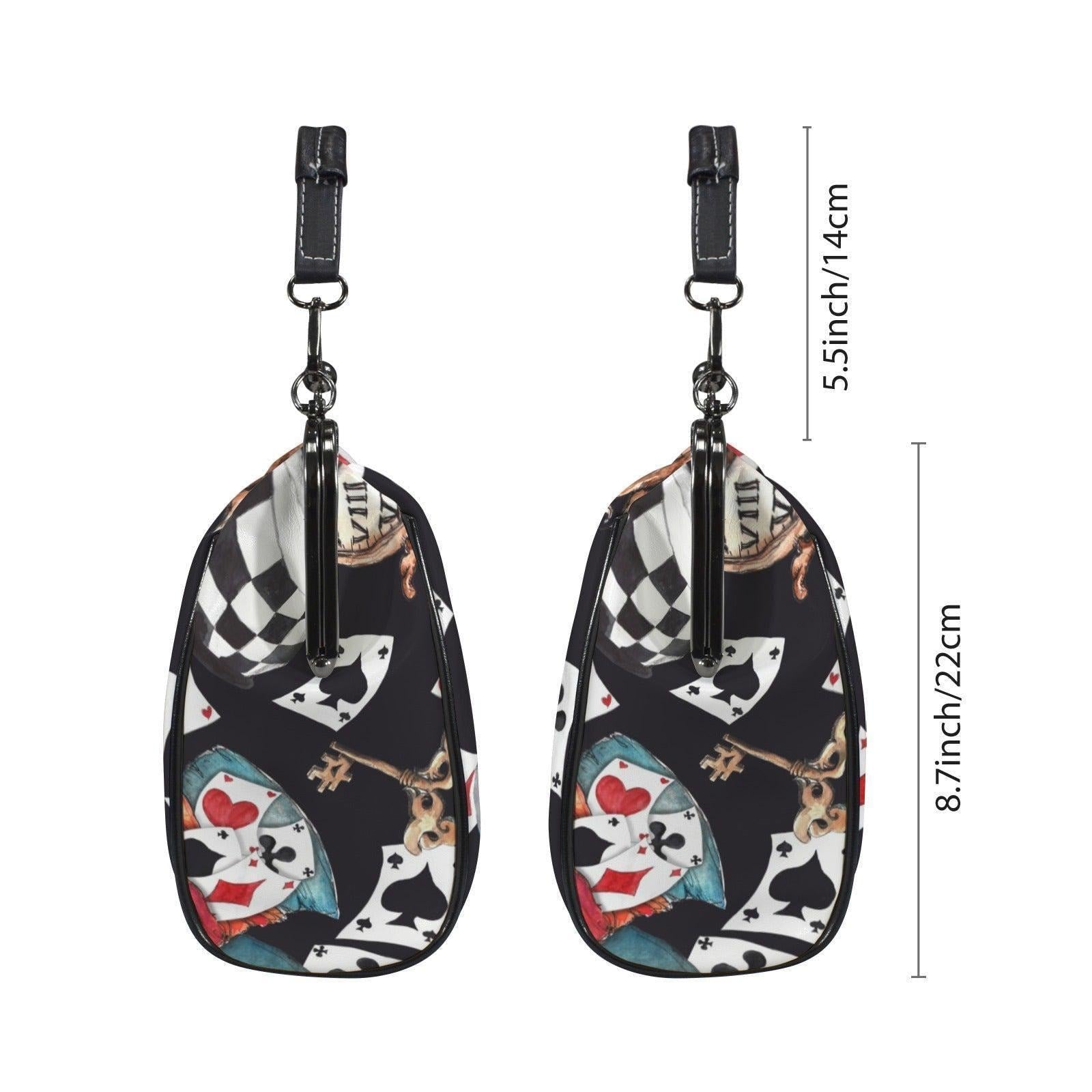 Playing Card Kiss Lock Bag Whimsical Tea Party Handbag Storybook Shoulder Purse