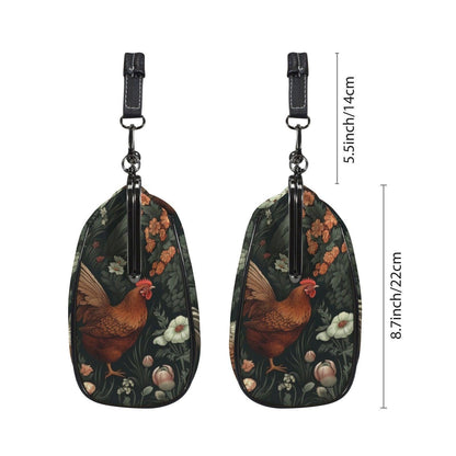 Rooster Floral Kisslock Bag, Vintage Cottage Farmhouse Handbag, Chicken Print Purse