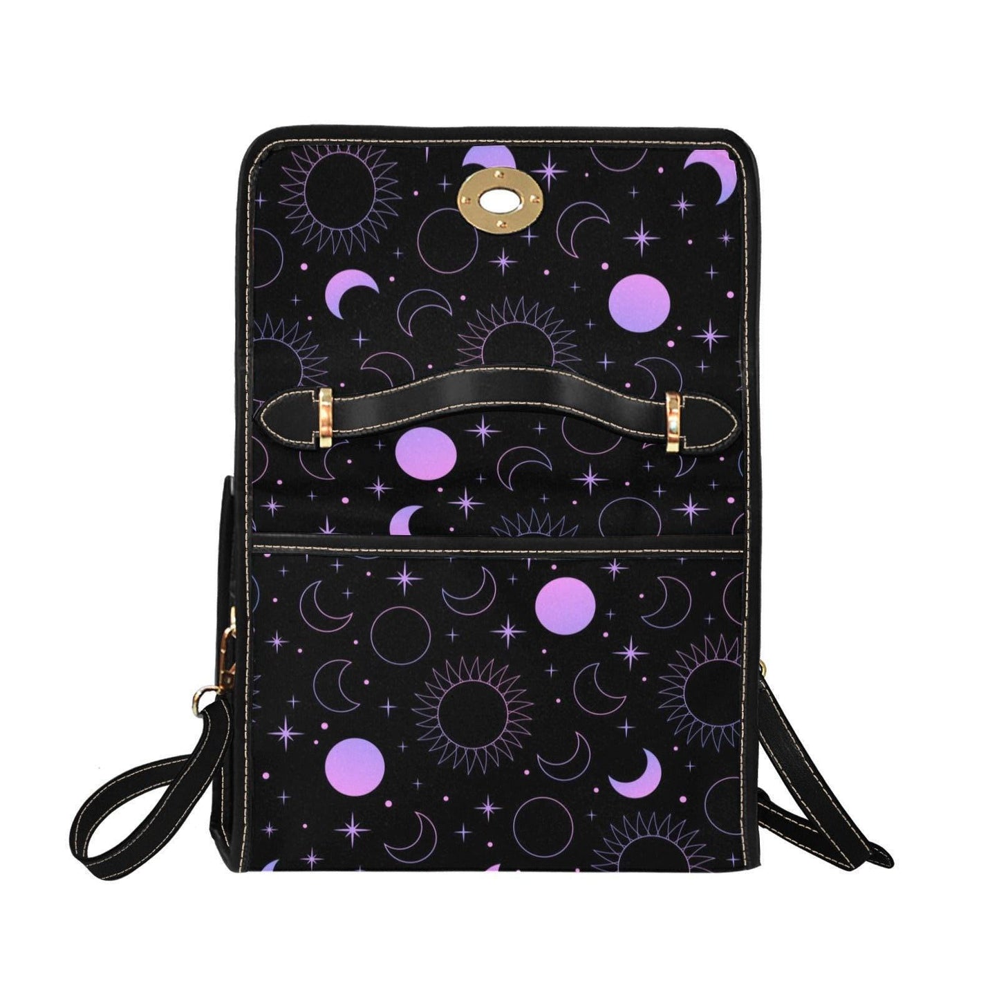 Purple Celestial Moon Star Crossbody Bag, Cosmic Night Shoulder Purse, Witchcore Galaxy Style