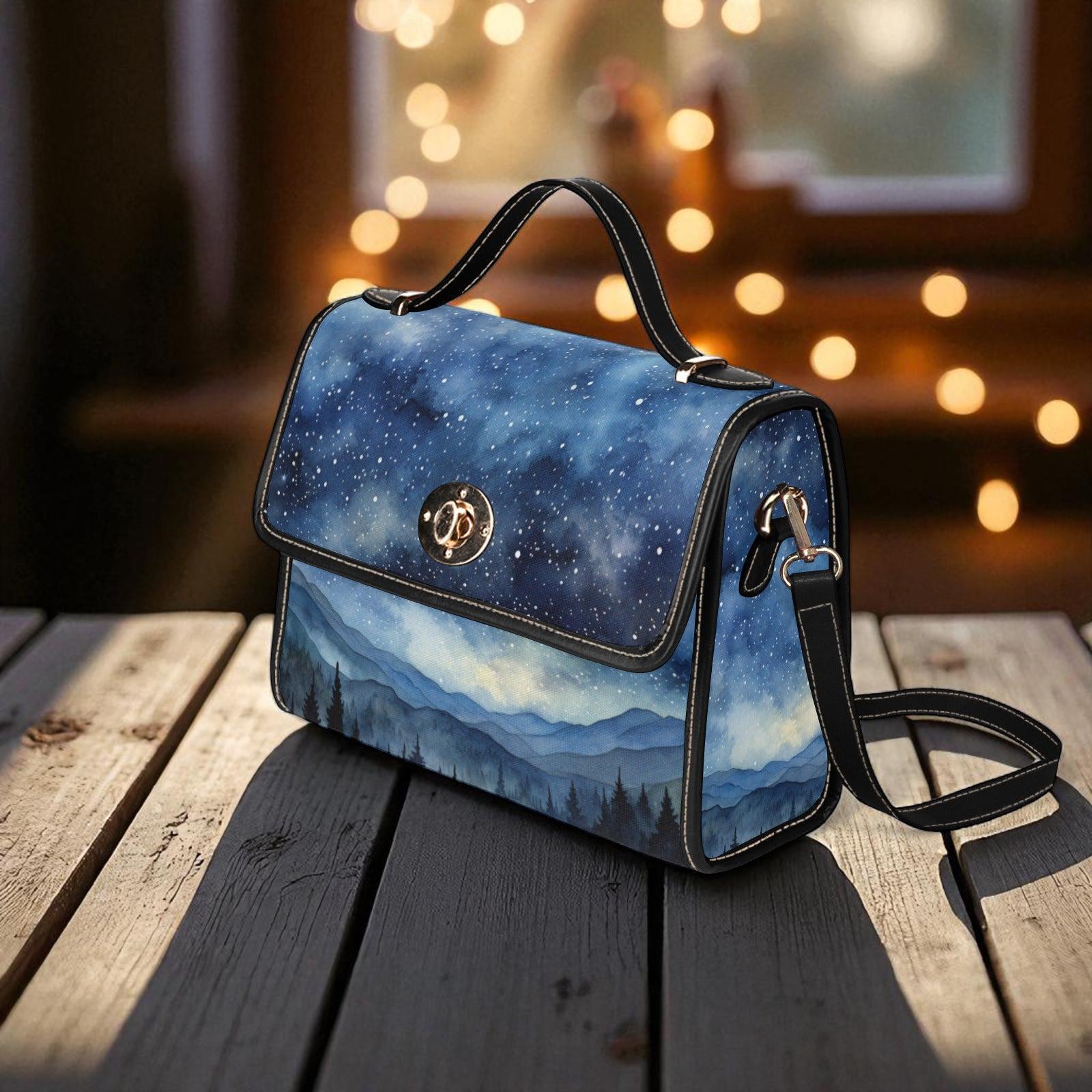 Starry Forest Purse, Celestial Landscape Satchel for Witches, Night Sky Handbag, Galaxy Shoulder Bag
