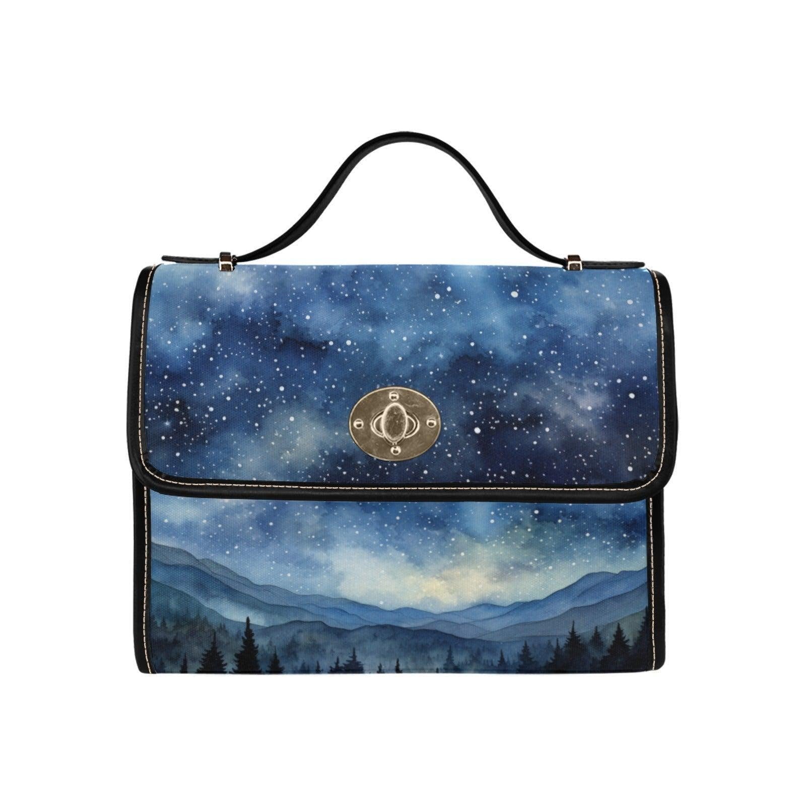 Starry Forest Purse, Celestial Landscape Satchel for Witches, Night Sky Handbag, Galaxy Shoulder Bag