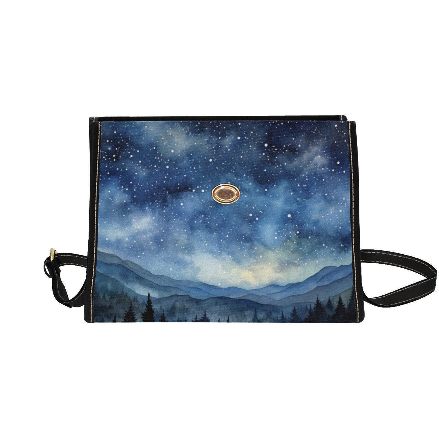 Starry Forest Purse, Celestial Landscape Satchel for Witches, Night Sky Handbag