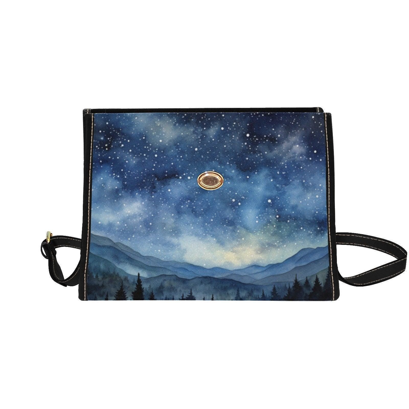 Starry Forest Purse, Celestial Landscape Satchel for Witches, Night Sky Handbag