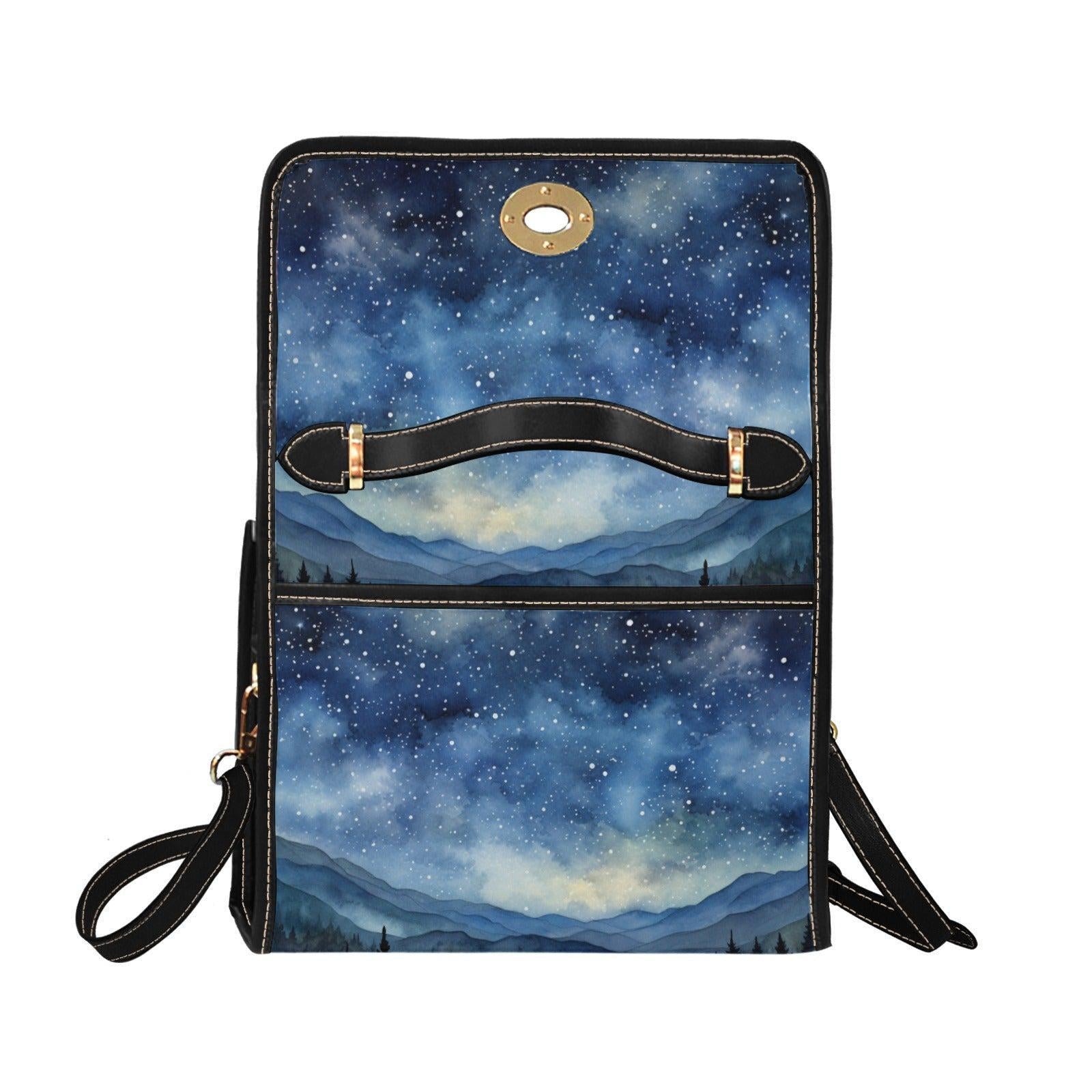 Starry Forest Purse, Celestial Landscape Satchel for Witches, Night Sky Handbag, Galaxy Shoulder Bag