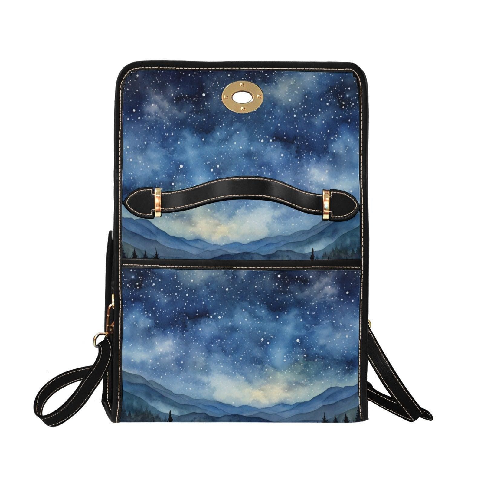 Starry Forest Purse, Celestial Landscape Satchel for Witches, Night Sky Handbag